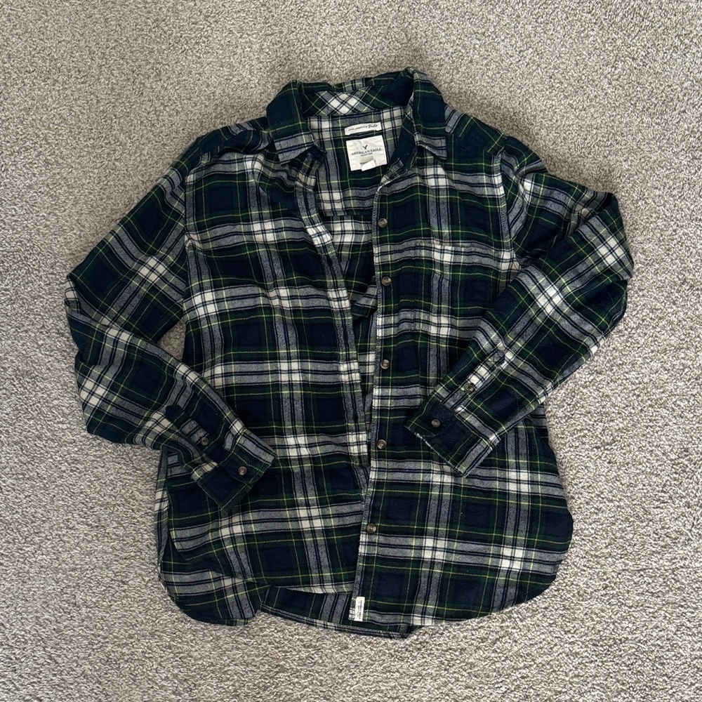 Plaid Kids Shirt in Green and Blue